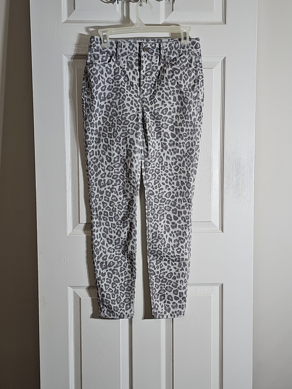 White House Black Market Leopard Print MidRise Skinny Ankle Cotton Denim Jeans 0